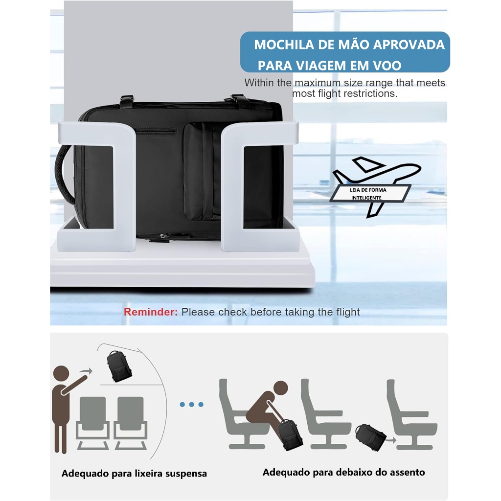 Mochila Notebook 15.6 Executiva Impermeável Mochila Viagem Unissex Grande Trabalho Faculdade Resistente — imagem 2 de 2