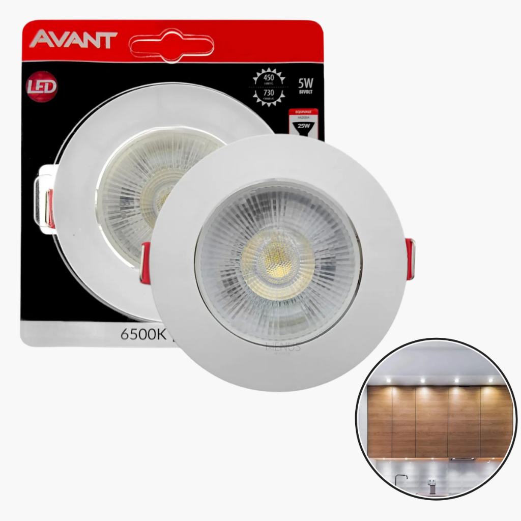 Spot Led 5W Redondo Embutir Direcionável Bivolt 110/220V Iluminação Teto