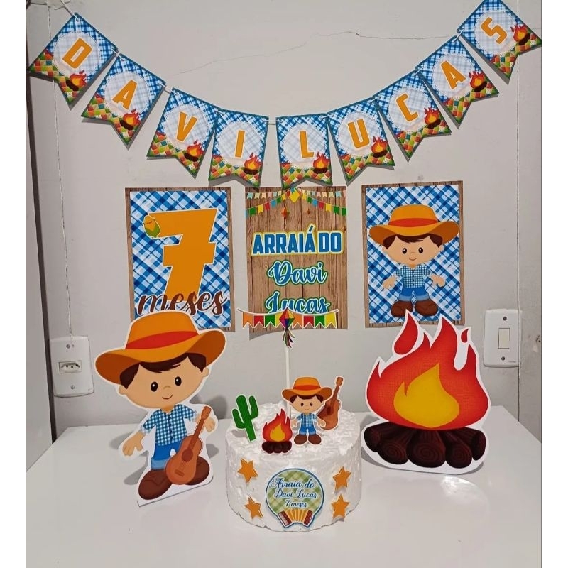 kit festa decoração só um bolinho mesversario festa junina arraiá menino