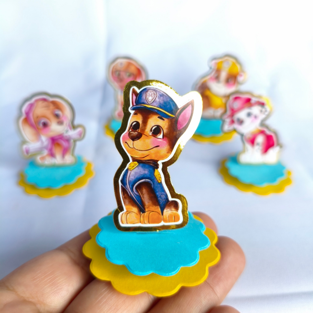 Tags Aplique 3D PATRULHA CANINA AZUL - Lembrancinhas, Apliques em pra caixinhas, cofrinhos, Nutella entre outros