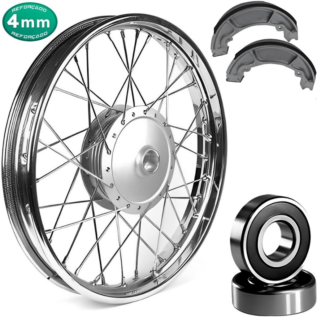 Roda Dianteira Ybr 125 2000 á 2008 Factor Alinhada Raio 4mm Tambor