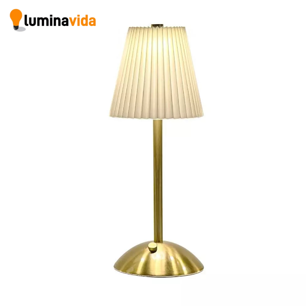 Abajur de Mesa LED Recarregável USB Touch 3 Tons de Luz Luminária Decorativa Moderna Dourada