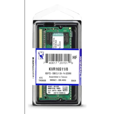 MEMORIA RAM DDR3 AMD 8GB 1600MHZ NOTEBOOK KVR16LS11/8