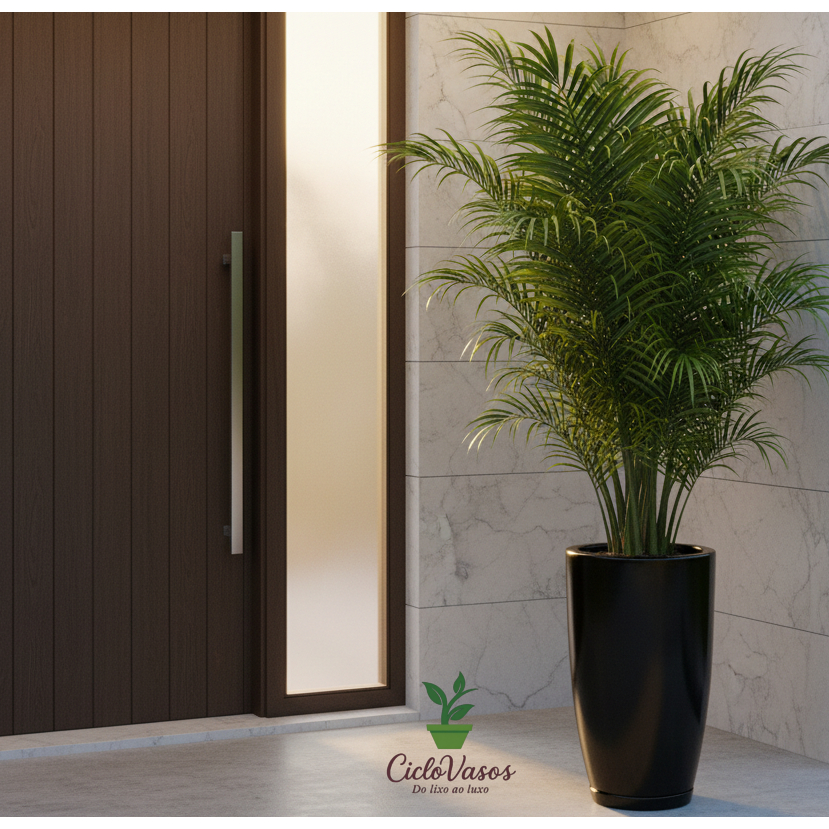 Vaso Alto de Chão 80cm Liso Brilhante Cores Luxo Polietileno Decorativo para Plantas Grandes Sala e Jardim