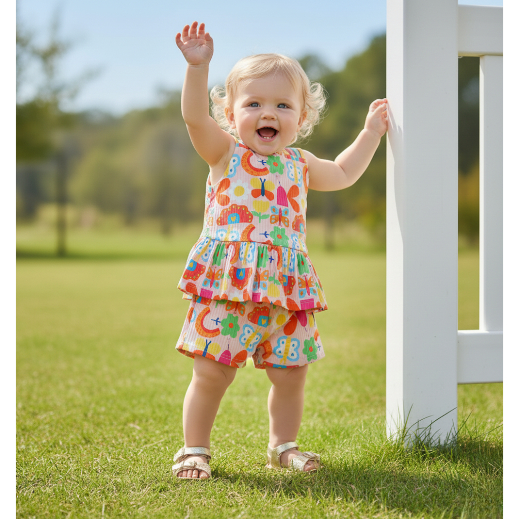 Shorts E Blusinha Infantil Confortável Estampas Sortidas