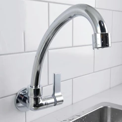 Torneira Pia Cozinha Lavabo Lavatório de Parede Cromada ABS 1/4 de Volta Bica Movel
