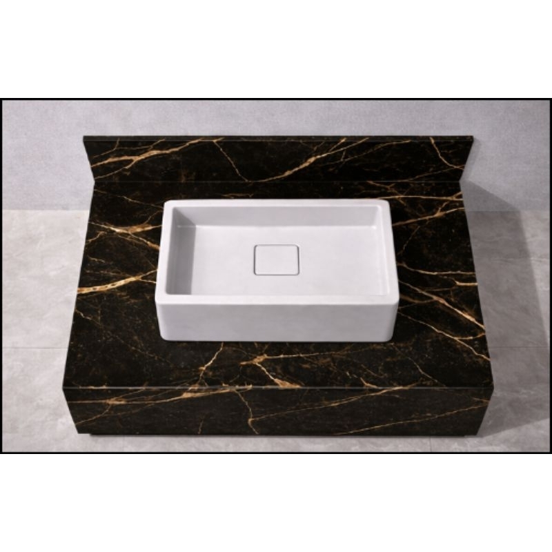 Bancada de Porcelanato Preto Marmorizado 60x40 para Banheiro Pia