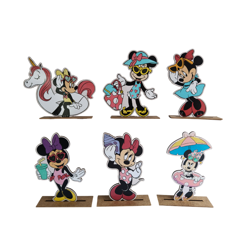 Kit Display de Mesa 6 Peças Para Festa Minnie Pool Party MDF em Oferta na Shopee