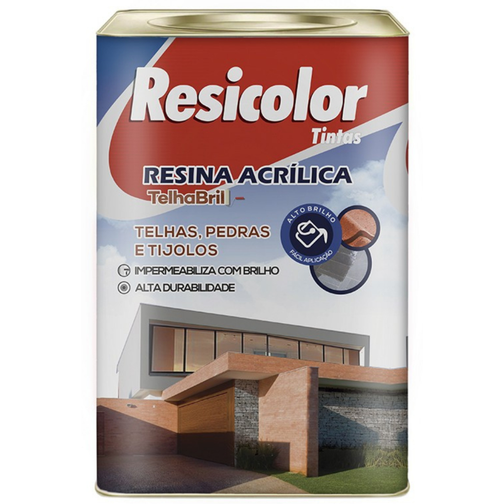 Resina Acrílica Incolor Brilhante 18L Impermeabilizante Telhas Pedras e Tijolos