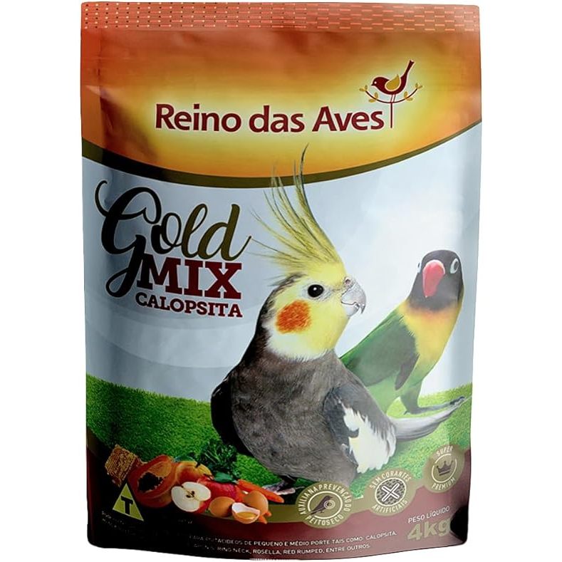 Reino das Aves Ração Calopsita Gold Mix 4kg - Alimento para Calopsitas com Sementes Selecionadas