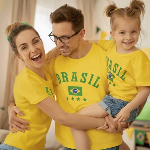 kit Camisetas Brasil estampa Família combinando copa do mundo Camiseta Torcida Seleção Brasileira envio imediato