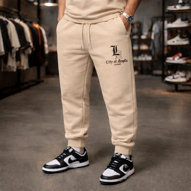 CALÇA DE MOLETOM MASCULINO ADULTO LOS ANGELES FLANELADA 100% ALGODÃO CAIMENTO PERFEITO IDEAL PARA TREINOS E CORIDAS
