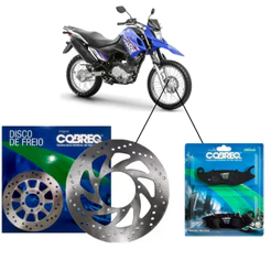 Kit Freio Disco Roda Dianteiro + Pastilha XTZ 150 CROSSER C/ABS 2019 2020 2021 2022 2023 2024 Cobreq