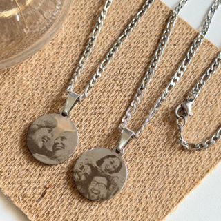 Corrente com Pingente Redondo Personalizado Inox em Oferta na Shopee