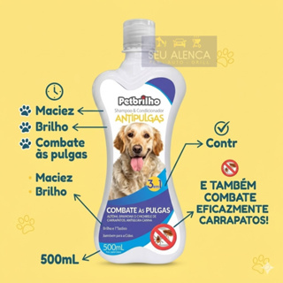 Shampoo e Condicionador Pet Brilho 3 em 1 - Anti Pulgas e Carrapatos 500mL - Pelagem Macia em Oferta na Shopee