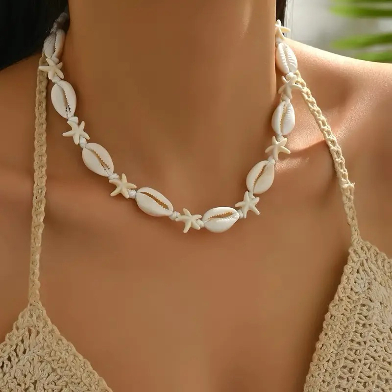 Colar Tornozeleira Pulseira Conchas Blogueira Importada estilo Praia Gargantilha Chocker Artesanal Búzios Regulável 60cm