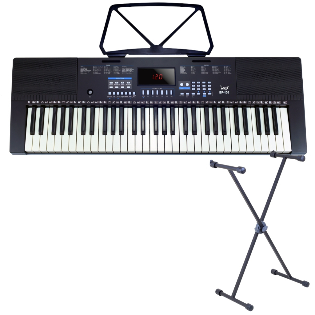 Kit Teclado Musical Estudante 5/8 Bravo Bp100 61 Teclas + Suporte