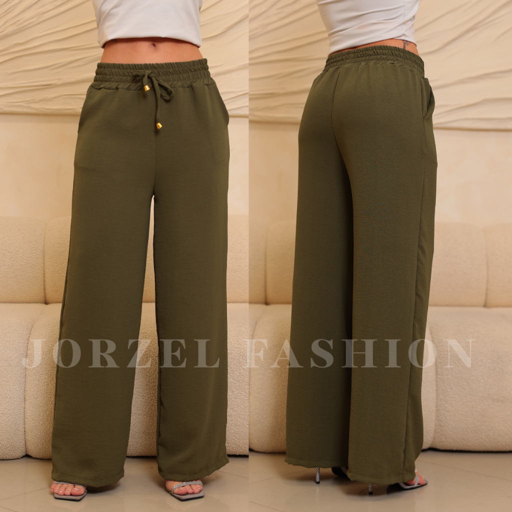 Calça Pantalona Feminina Tecido Duna Cintura Alta e Bolsos Conforto Elegância em Oferta na Shopee