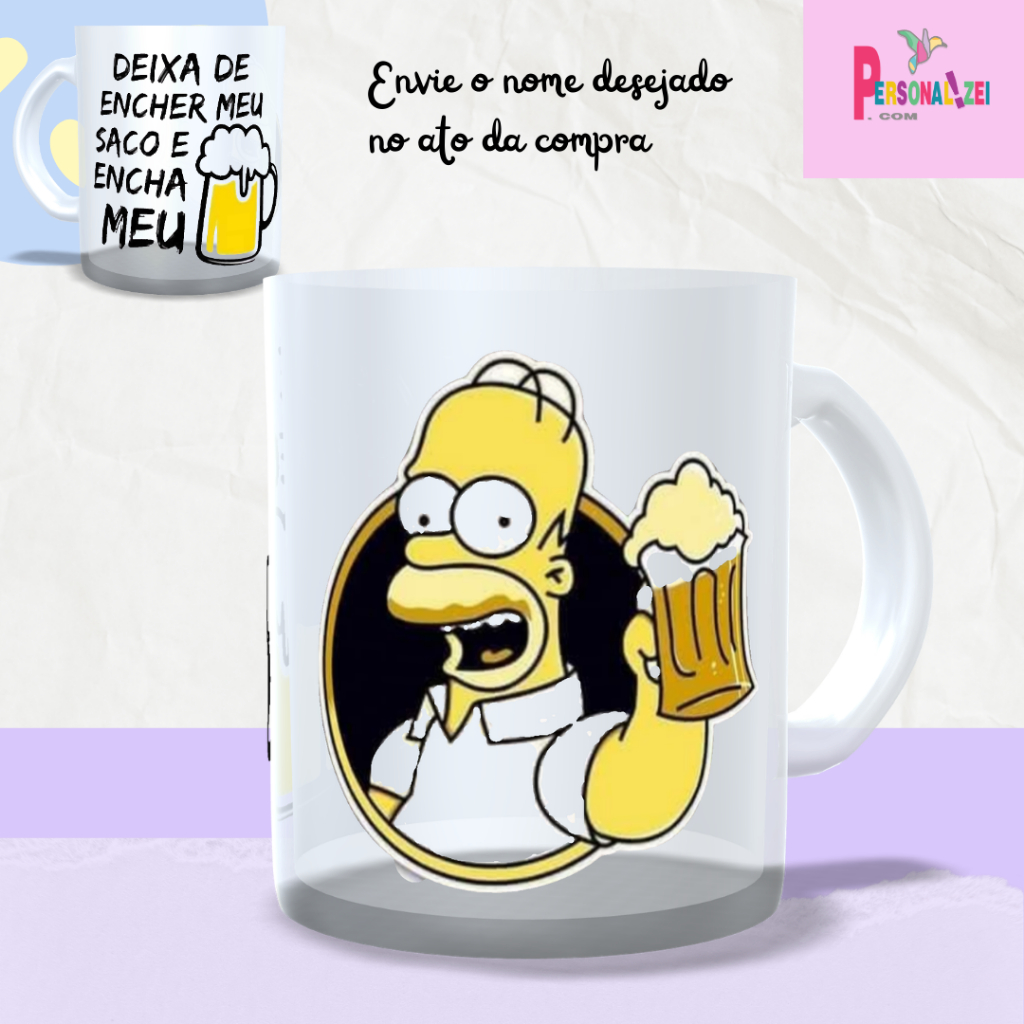 Caneca Homer Simpson Caneca Vidro Homer Presente Caneca Vidro Homer Simpson Frase Caneca Engraçada