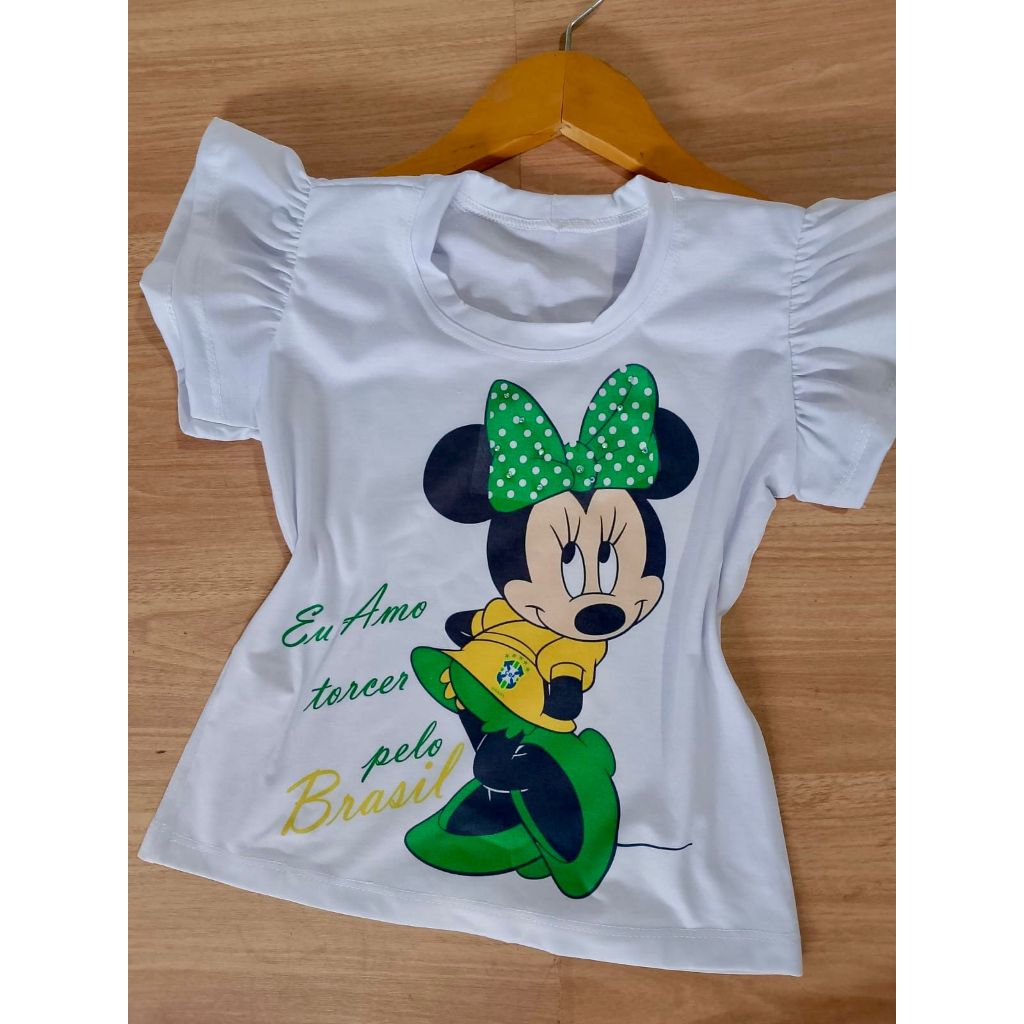 Camiseta blusa Brasil infantil menina Futebol Copa do Mundo