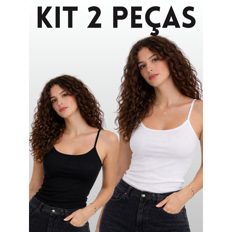 Kit 2 Regata Feminina Alça Fina Básica Moda Basic Blusinha Premium em Oferta na Shopee