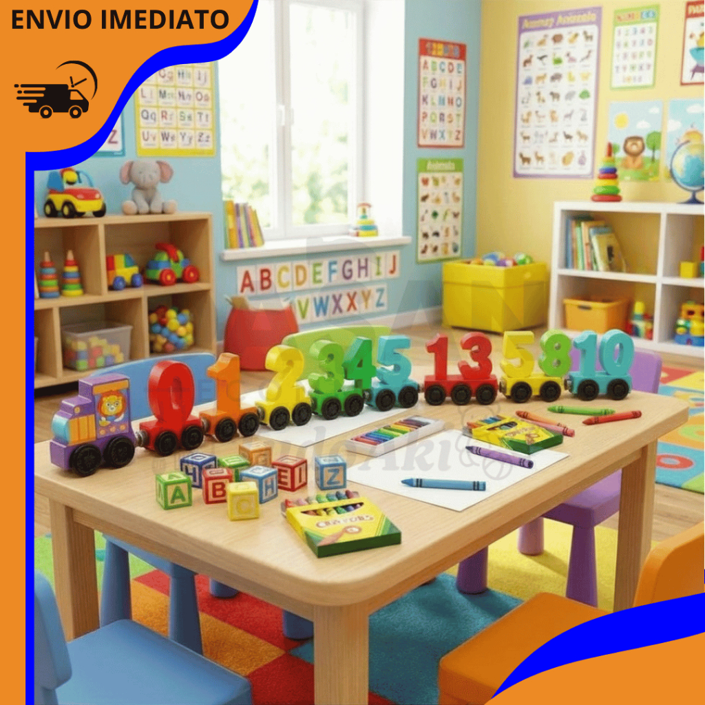 Trem Magnético De Madeira , Quebra-Cabeça Digital E Conjunto De Montagem De Aprendizagem