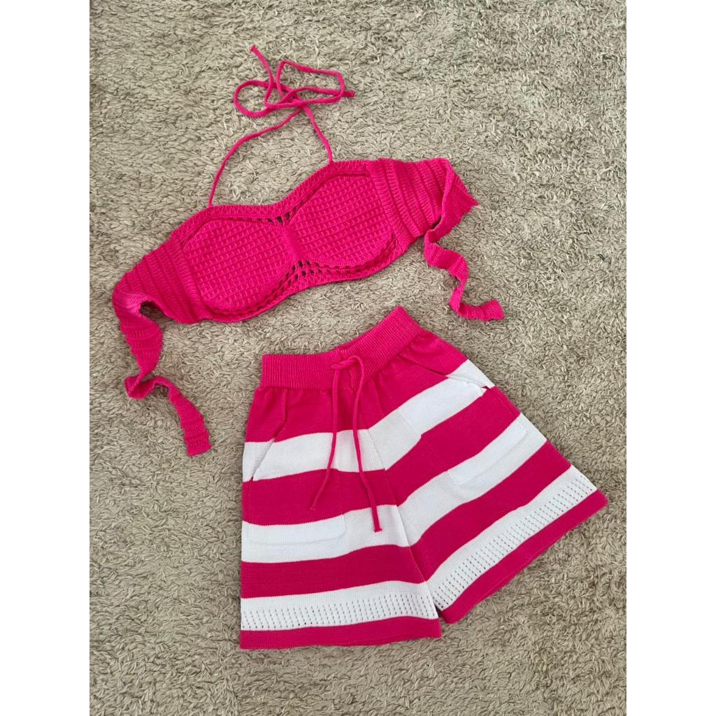Conjunto top + Shorts Feminino Modal Verão 2026 Moda Blogueira