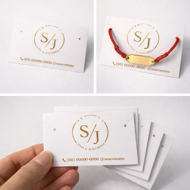 Tag Cartela para Pulseira Personalizada 5x8cm | Cartão para Joias, Semijoias e Bijuterias