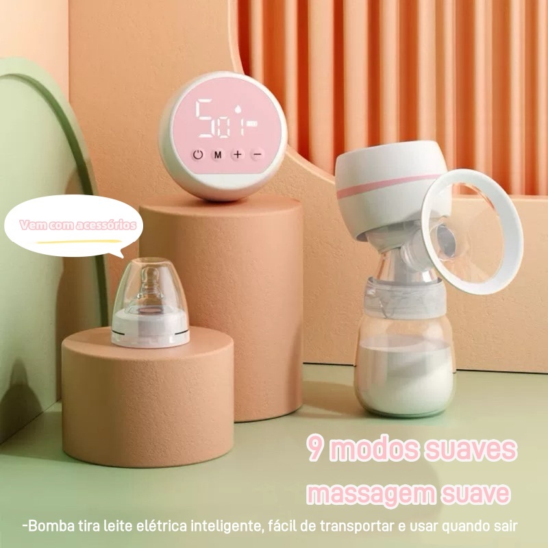 Bomba tira-leite elétrica portátil com visor LED, 2 modos, 9 níveis de sucção, baixo ruído,mamadeiras para bebe
