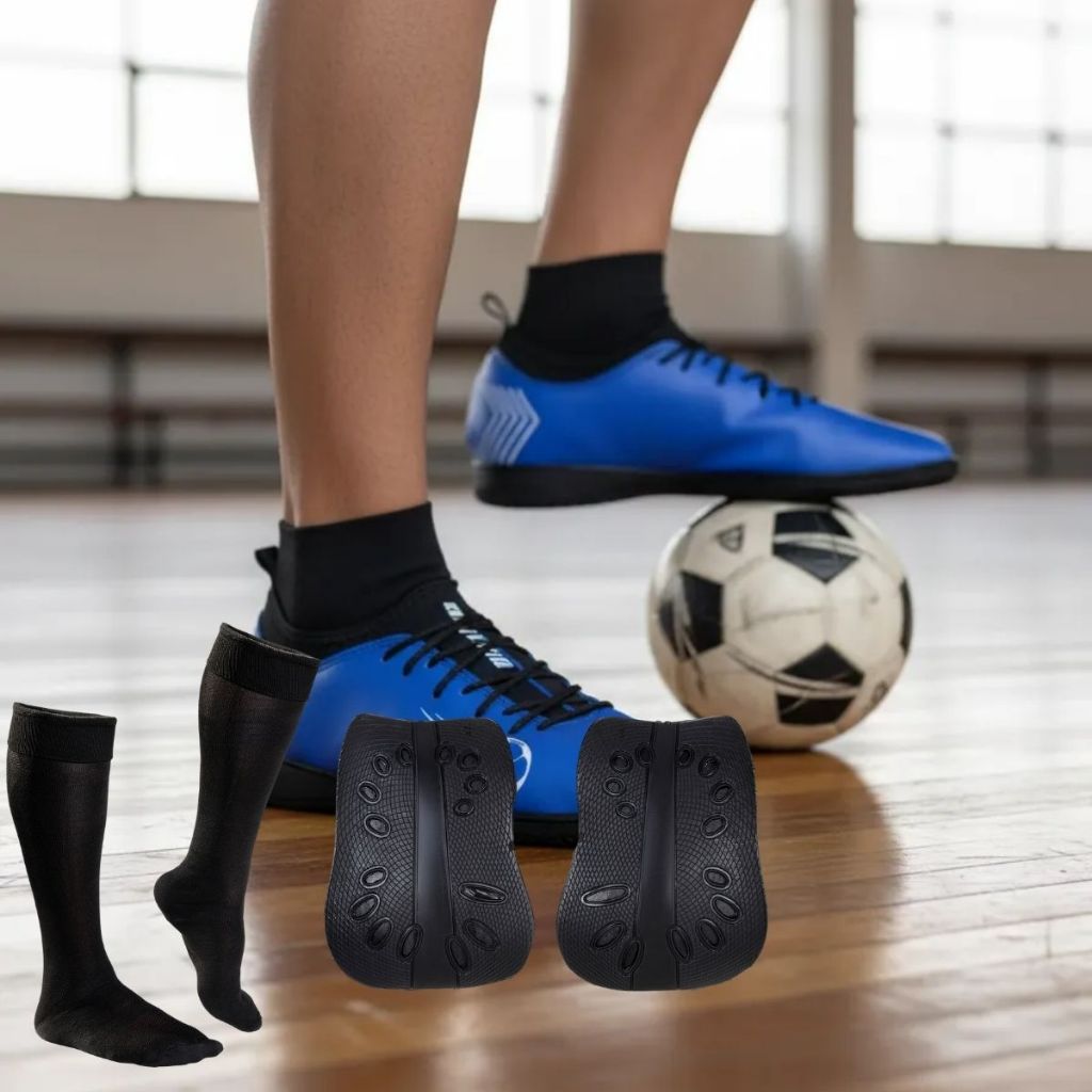 Chuteira Gl Line Masculina Para Futsal Rápida E Segura + Meião Caneleira Reistente Treino Jogo