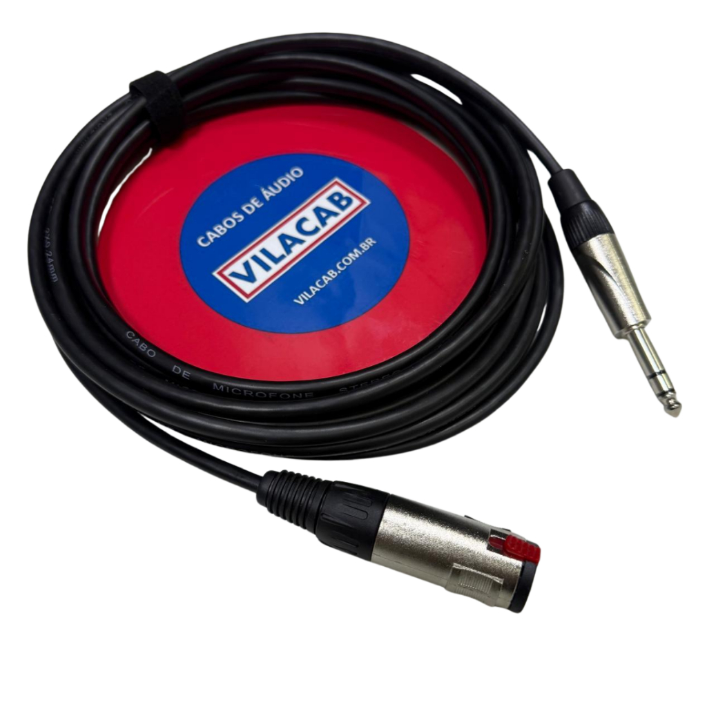 Extensão Fone P10 Stereo Niquel Jack P10 Femea C/ Trava 10 Metros TRS Headphone Áudio Profissional