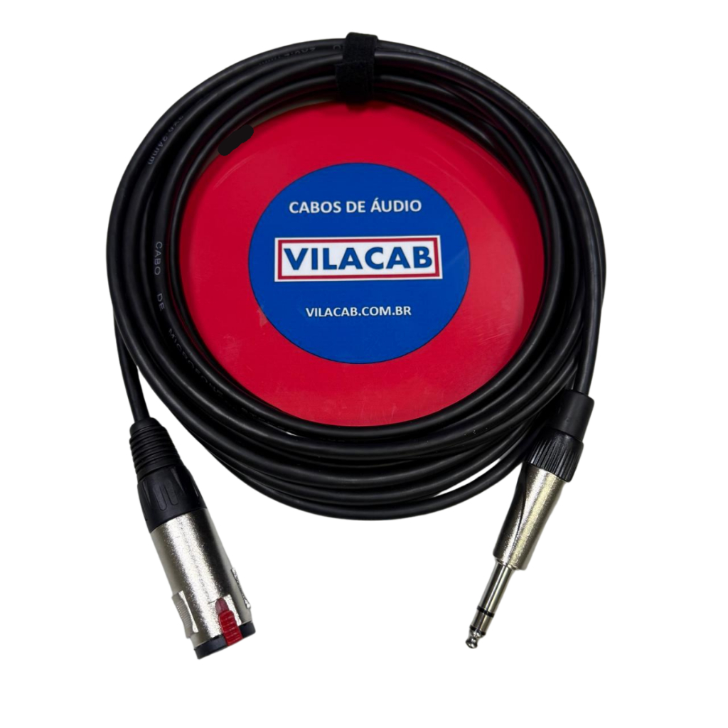 Extensão Fone P10 Stereo Niquel Jack P10 Femea C/ Trava 5 Metros Headphone TRS Áudio Profissional