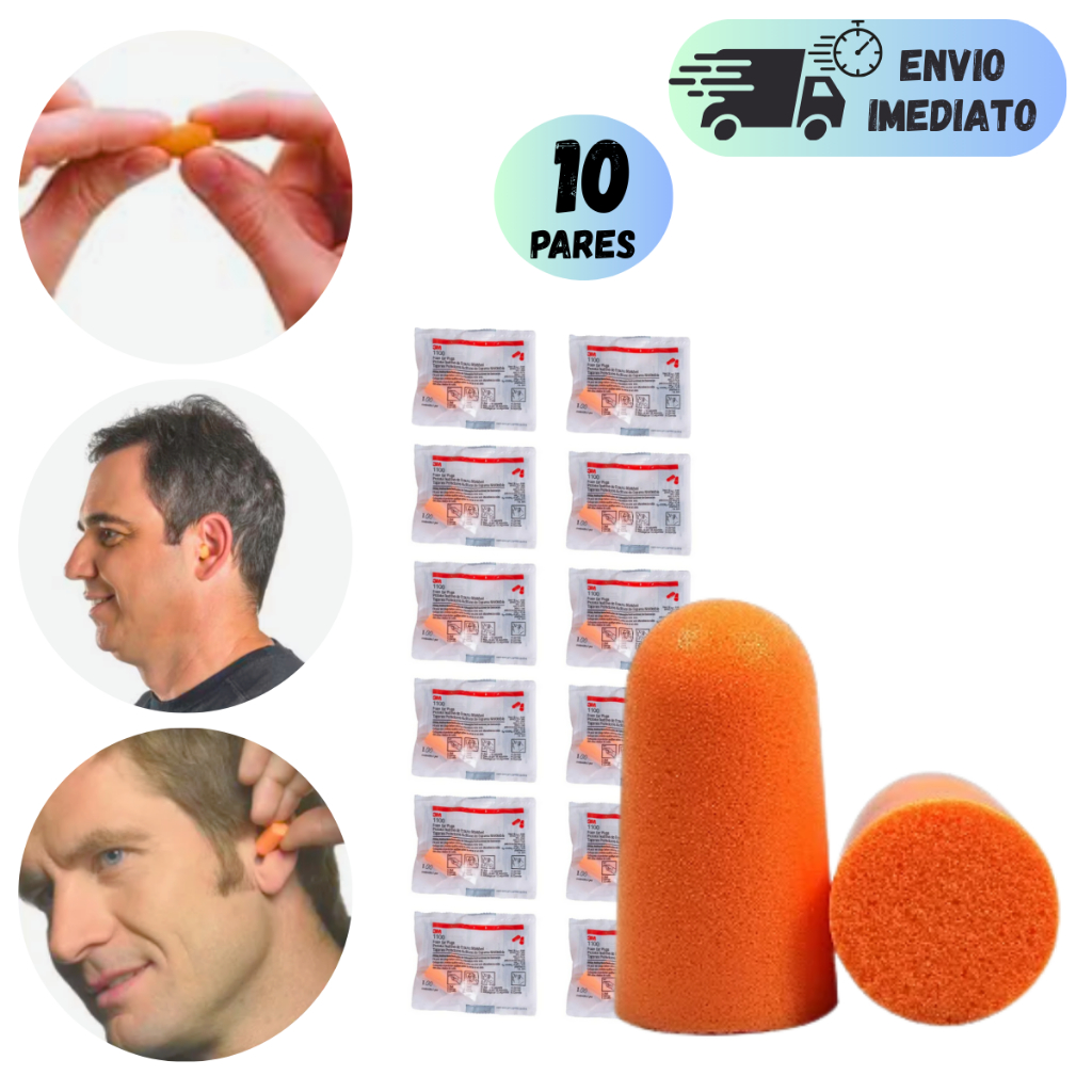 Imagem KIT 5 A 10 PROTETORES AURICULAR 3M PARA OUVIDOS SEM CORDÃO TAMPÃO ABAFADOR DE RUIDO COM PARA DORMIR