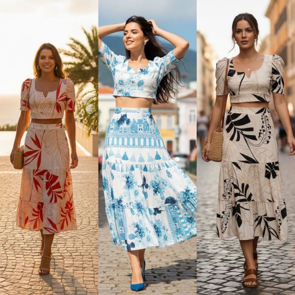 CONJUNTO SAIA LONGA DELICATE, EVANGELICA, ELEGANCIA, DELICADESA em Oferta na Shopee