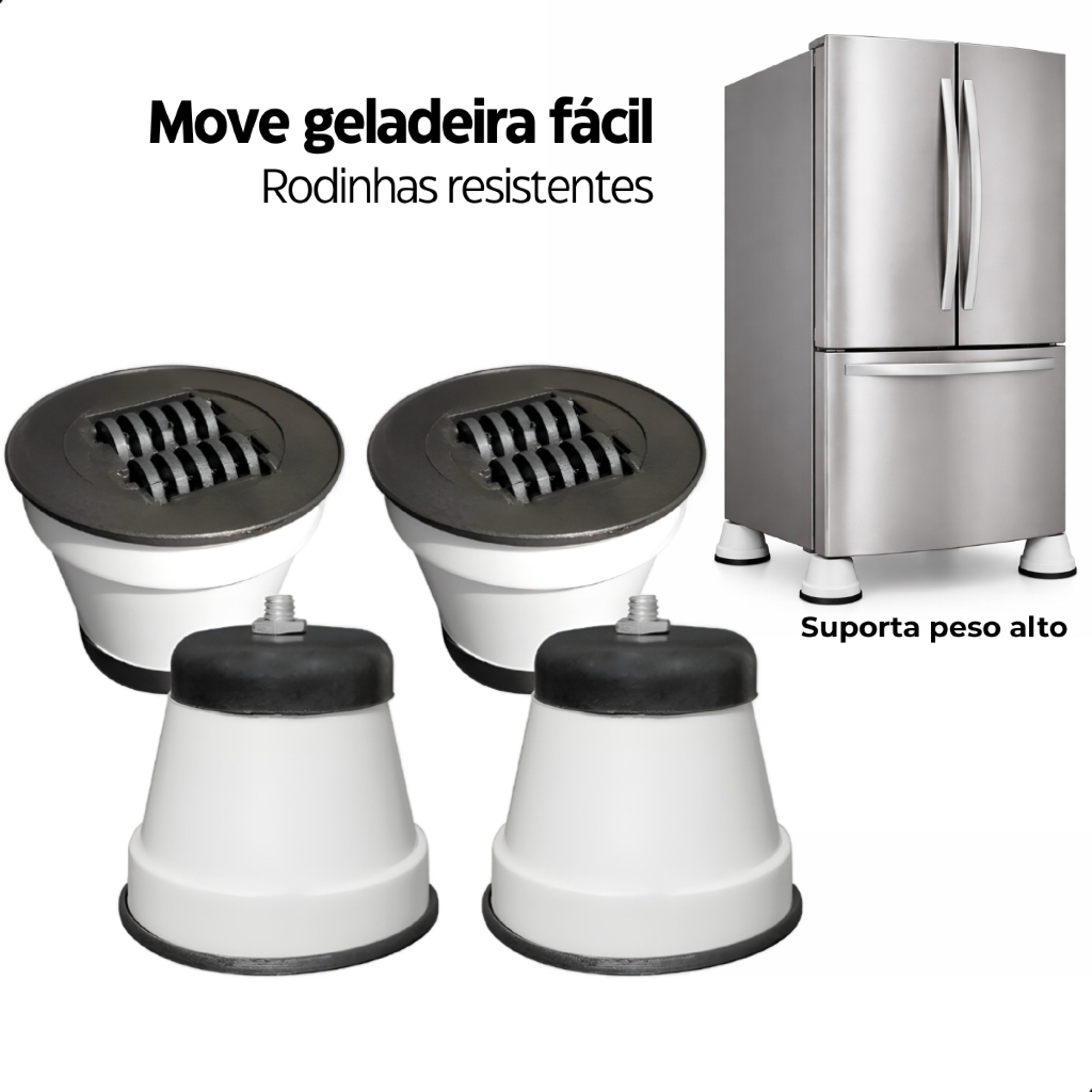 Rodinha Geladeira Kit 4 Pés Universal Suporte Com Rodas em Oferta na Shopee