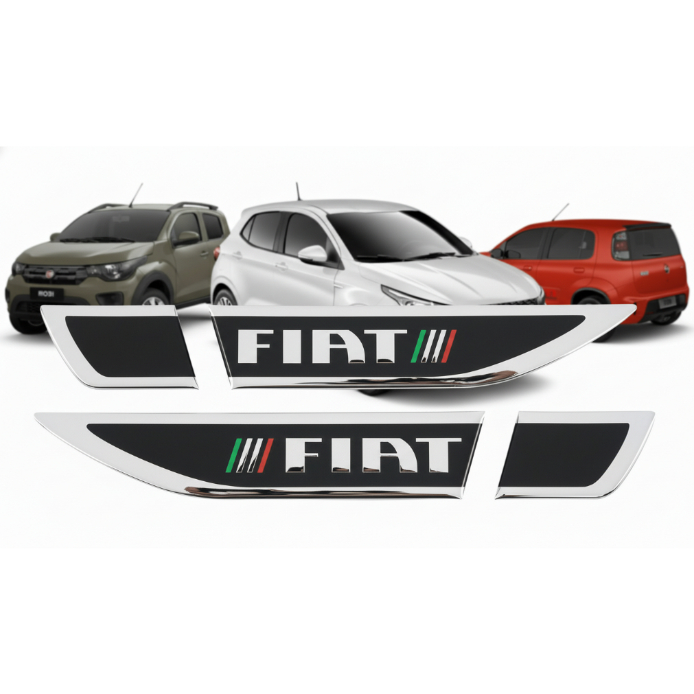 Par Aplique Emblema Adesivo Lateral Resinado Fiat Com Logo