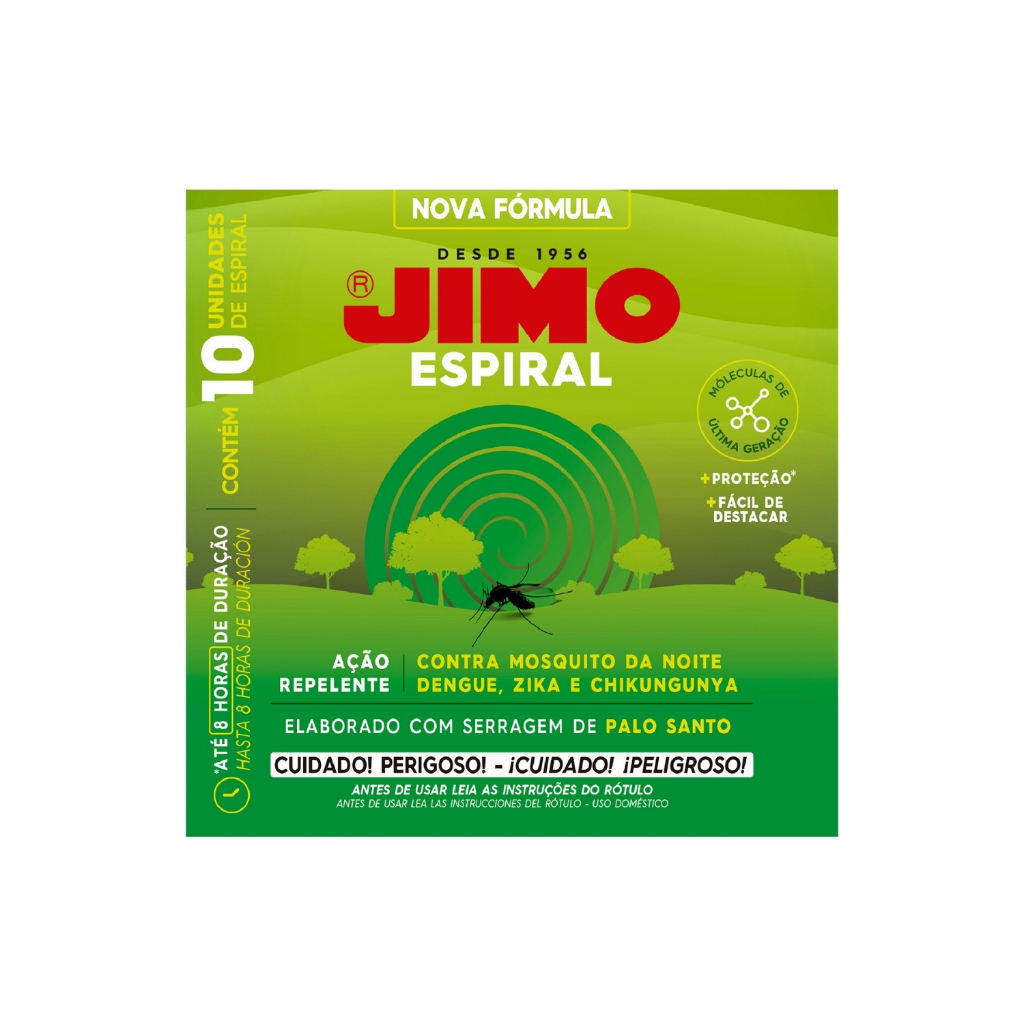 Repelente Espiral Jimo Mosquitos Insetos Voadores 8h 10un