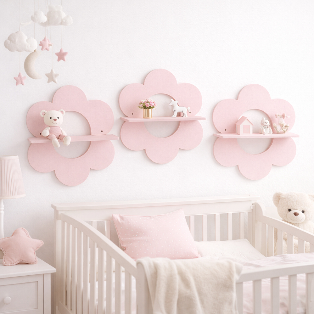 Nichos para Quarto Prateleira Decoração Kit 3 Formato Flor em Oferta na Shopee