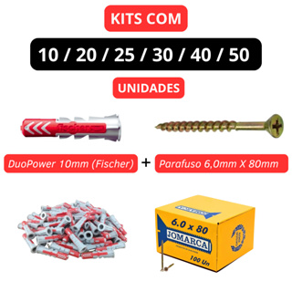 KIT Bucha Duopower Fisher (10mm) + Parafuso Jomarca (6,0 X 80mm) - Alta Qualidade em Oferta na Shopee
