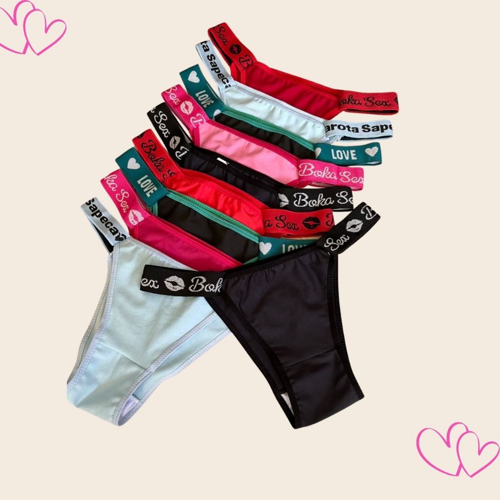Kit com 7 ou 10 calcinhas Boka Love juvenil  - lingerie -Lisa moda intima - confortavel - tanga em Oferta na Shopee