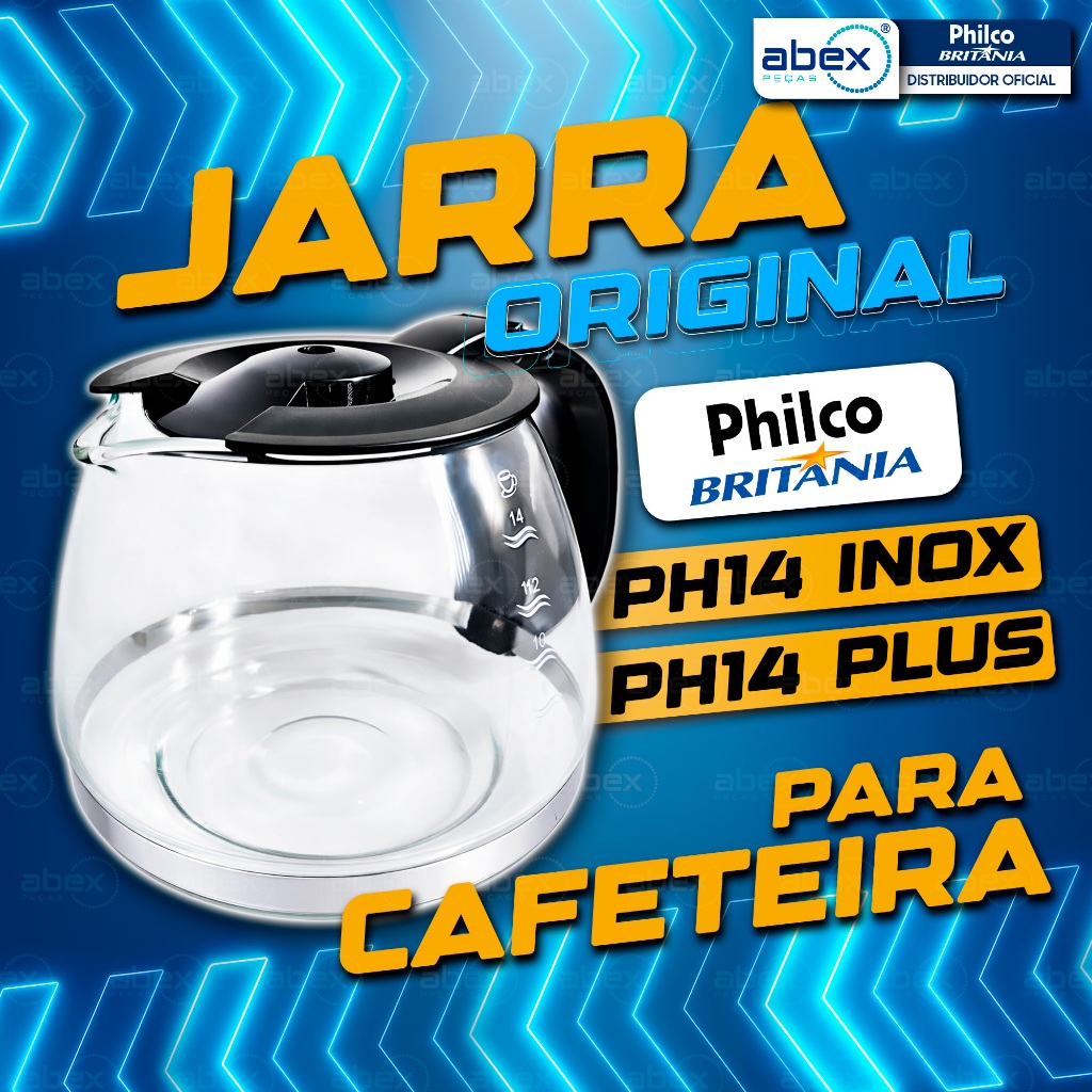 Jarra De Vidro Para Cafeteira Philco PH14 Plus PH14 Inox PH14 Plus Fun 14 Xícaras Preto Original