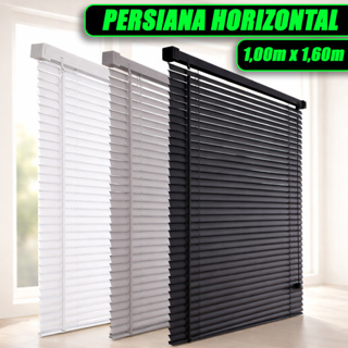Persiana Horizontal 100x160 PVC 25mm Preta Branca Cinza em Oferta na Shopee