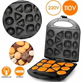 Máquina de Fazer Biscoito Cookie 110v e 220v Bolacha Divertida Waffle Crepeira 1400W em Oferta na Shopee