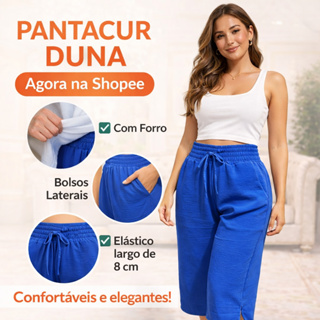 Pantacur Feminina Duna com Forro Cintura Alta Elástico Largo 8cm em Oferta na Shopee