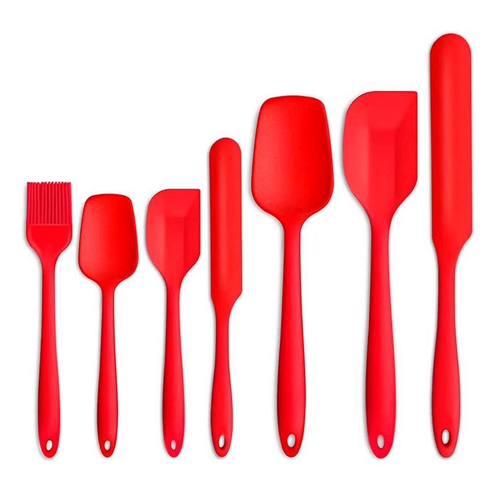Conjunto de espátulas de silicone 6 peças, utensílios de cozinha,  espátula de borracha antiaderente [Vermelha]