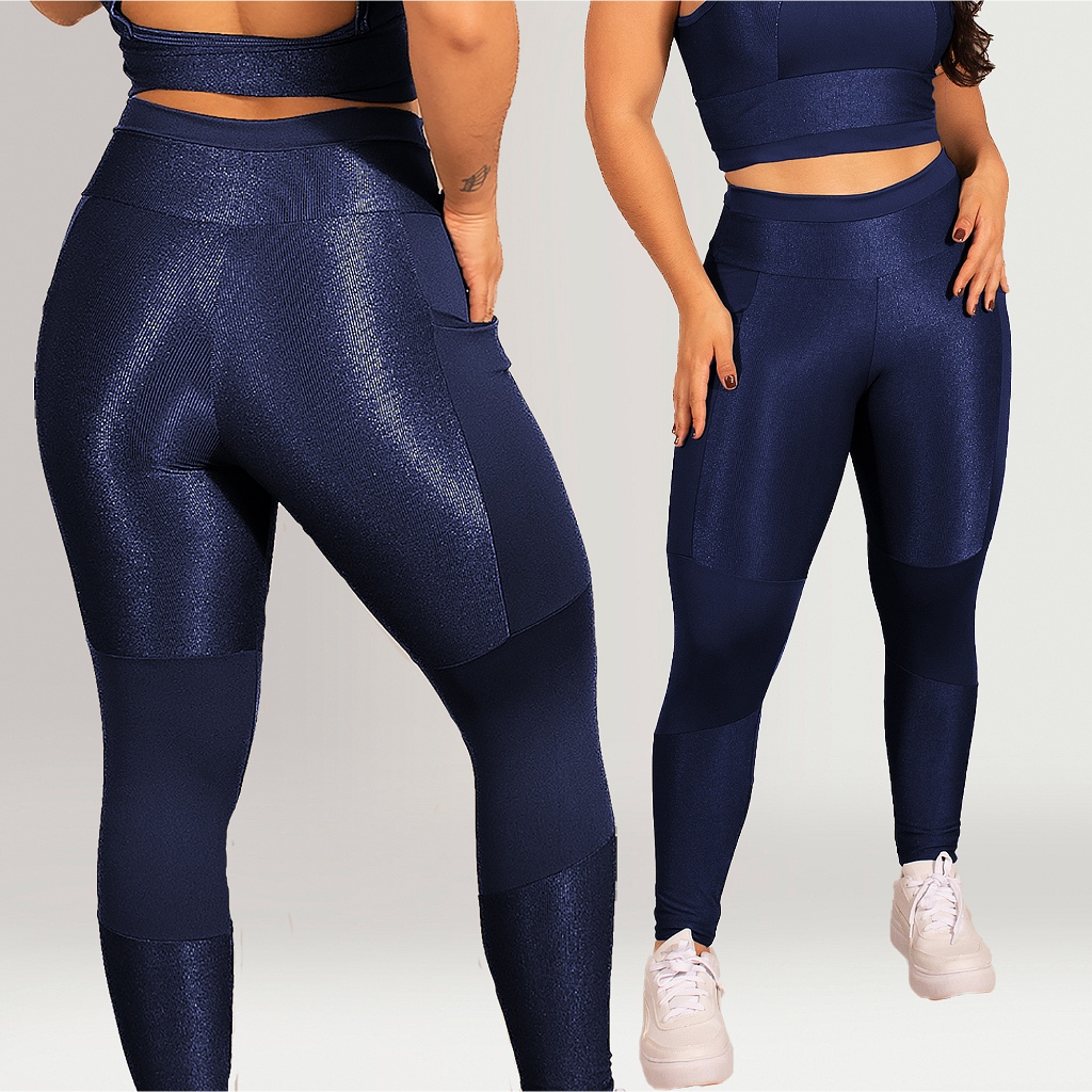 Calça Legging Feminina Canelada Poliamida ZERO TRANSPARÊNCIA - BOLSOS em Oferta na Shopee