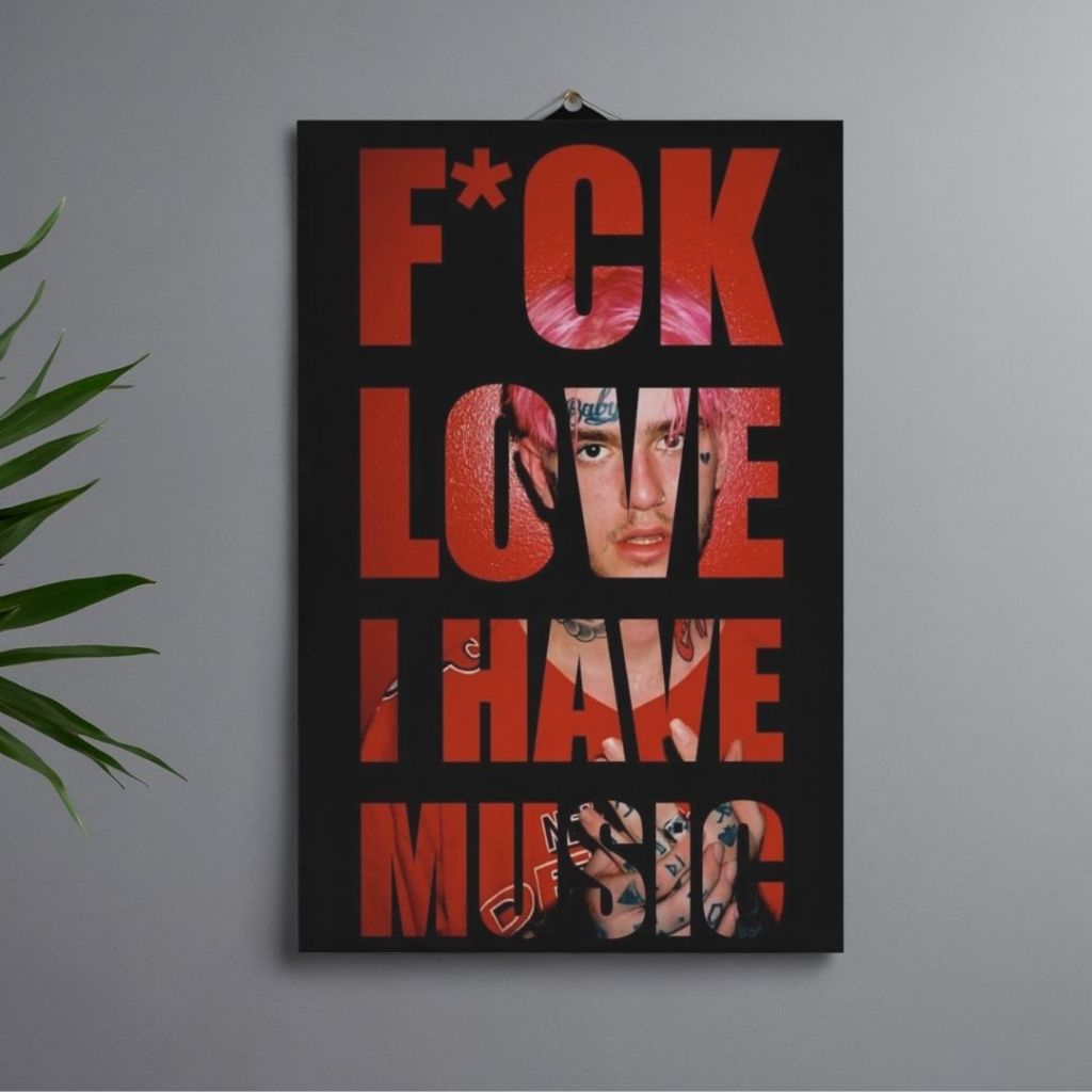 Quadro Decorativo Lil Peep A4 em MDF 3mm com Fita 3M | Placa Decorativa Rap Emo Trap
