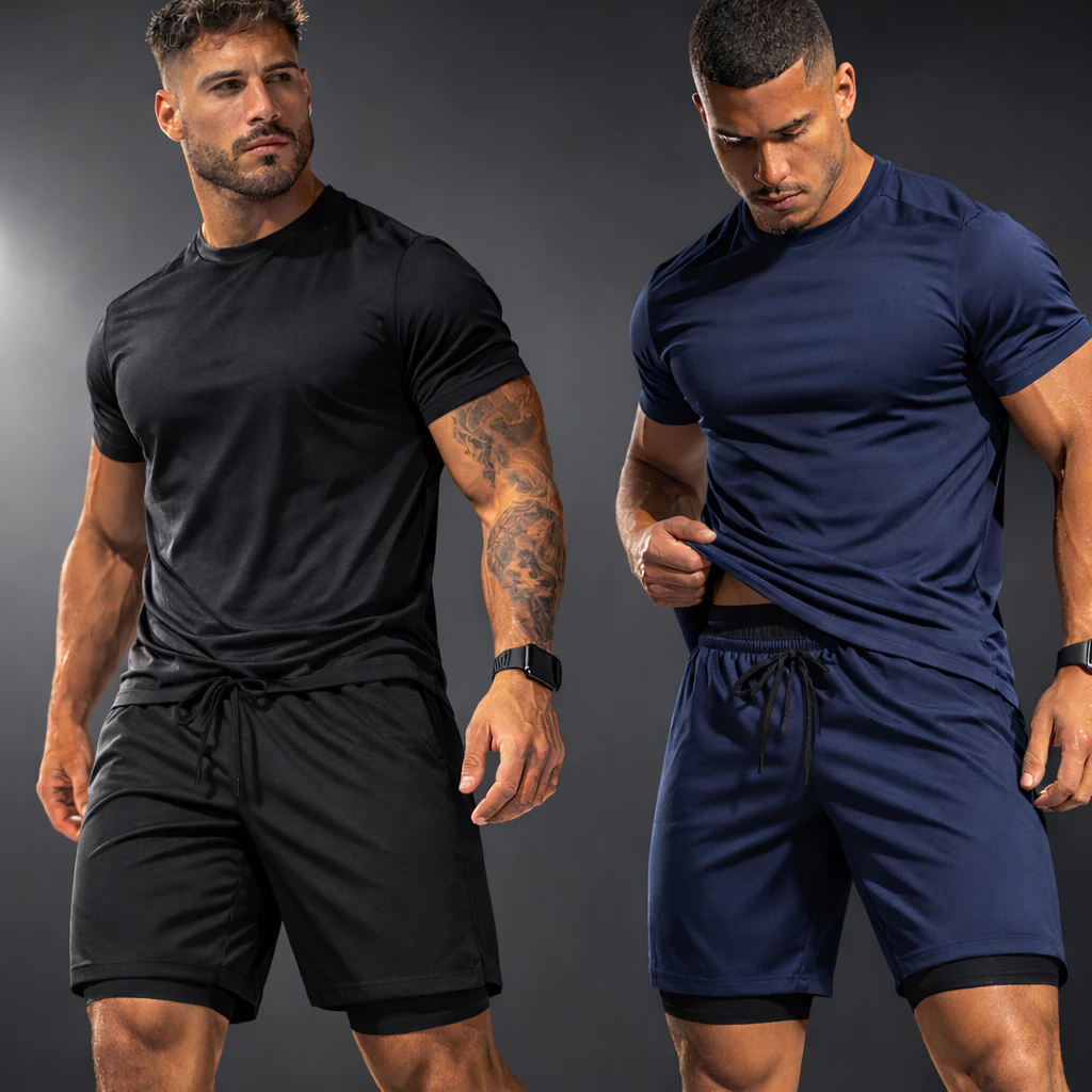 Kit 2 Shorts Masculino Dry Fit 2 em 1 Academia Corrida Treino Bermuda Esportiva — imagem 1