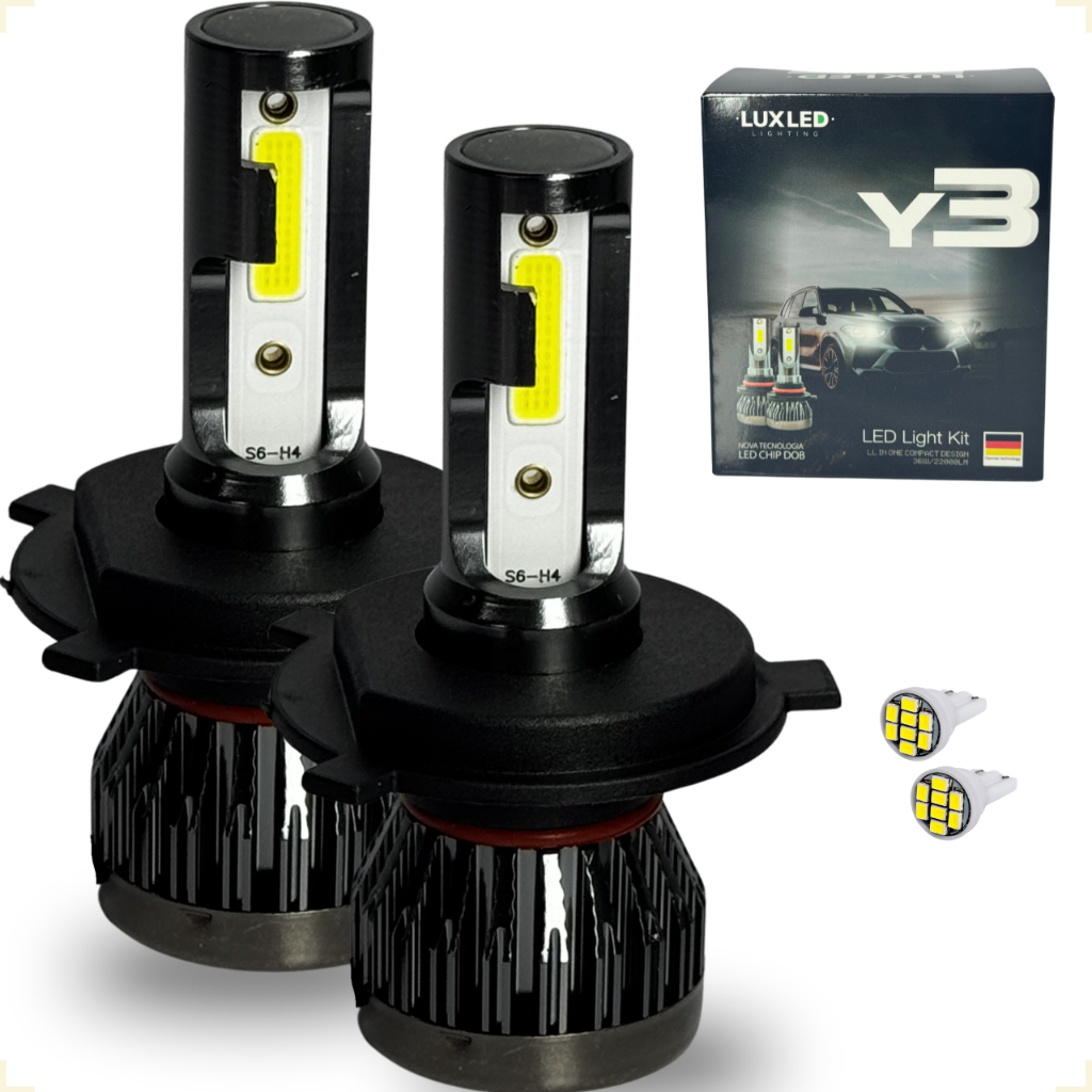 Kit de Lâmpadas Super Led Y3 22000 Lúmens + Pingo T10 Alto Baixo Milha H1 H3 H4 H7 H11 H16 H27 HB3 em Oferta na Shopee