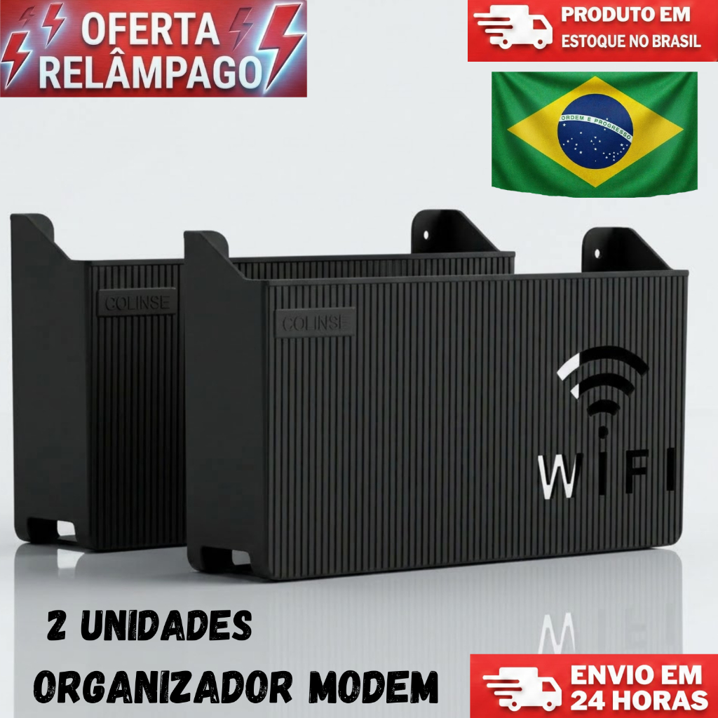 Kit Com 2 Suporte Roteador Organizador Modem Wi-fi Adesivo